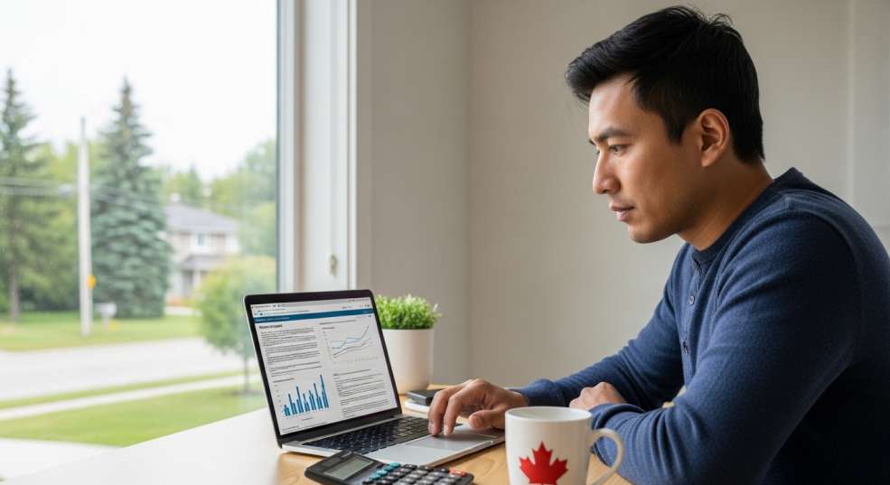 Newcomer reviewing mortgage documents with a financial advisor