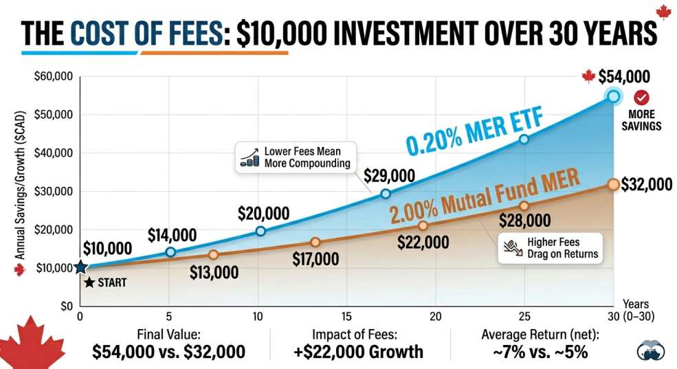 The Cost of Fees: $10,000 Investment Over 30 Years (7% Gross Return)